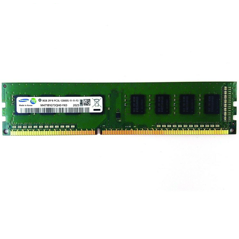 رم کامپیوتر DDR3 تک کاناله 8 گیگابایت سامسونگ مدل PC3L با فرکانس 1600 مگاهرتز، تایمینگ CL11 و ولتاژ کاری 1.35 ولت